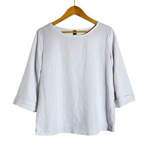 Shein Women's Textured 3/4 Sleeve Pullover Blouse Lightweight Size M White